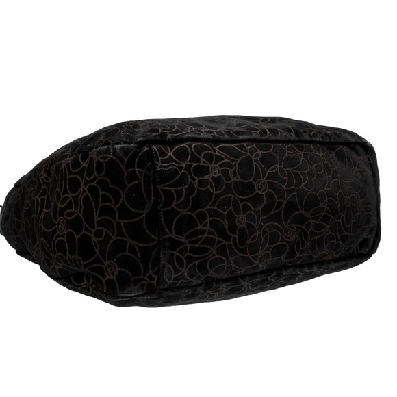 Auth Vintage Chanel Suede Camellia Shoulder Bag Handbag Purse Tote CC Logo GUC - Picture 6 of 17